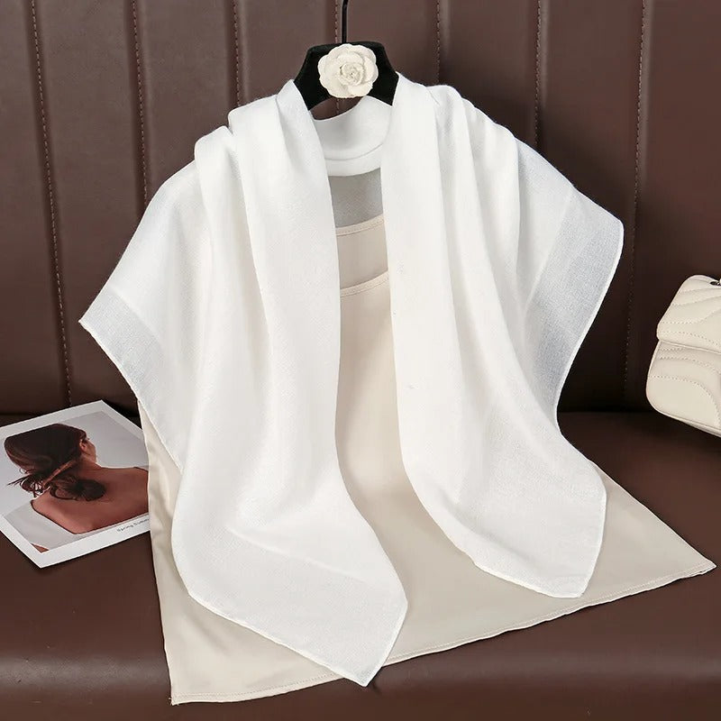 Women Plain Solid Color Square Cotton Viscose Shawl Scarf High Quality Print Soft Shawls and Wraps Bufandas Muslim Hijab 90*90Cm