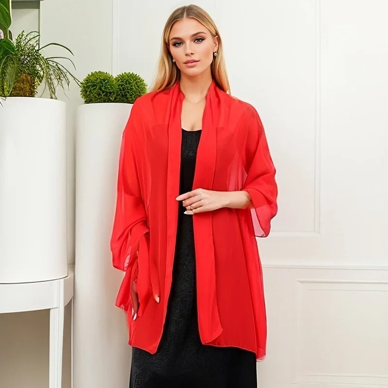 Solid color chiffon dinner shawl bride bridesmaid wedding dress cheongsam party shawl scarf dual-use women