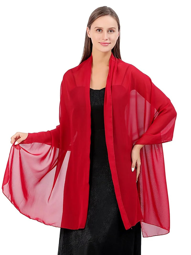 Solid color chiffon dinner shawl bride bridesmaid wedding dress cheongsam party shawl scarf dual-use women
