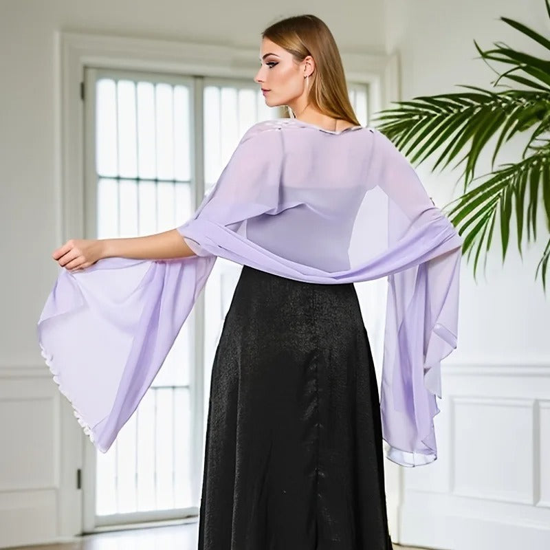Solid color chiffon dinner shawl bride bridesmaid wedding dress cheongsam party shawl scarf dual-use women