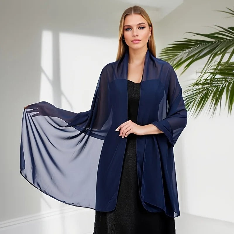 Solid color chiffon dinner shawl bride bridesmaid wedding dress cheongsam party shawl scarf dual-use women
