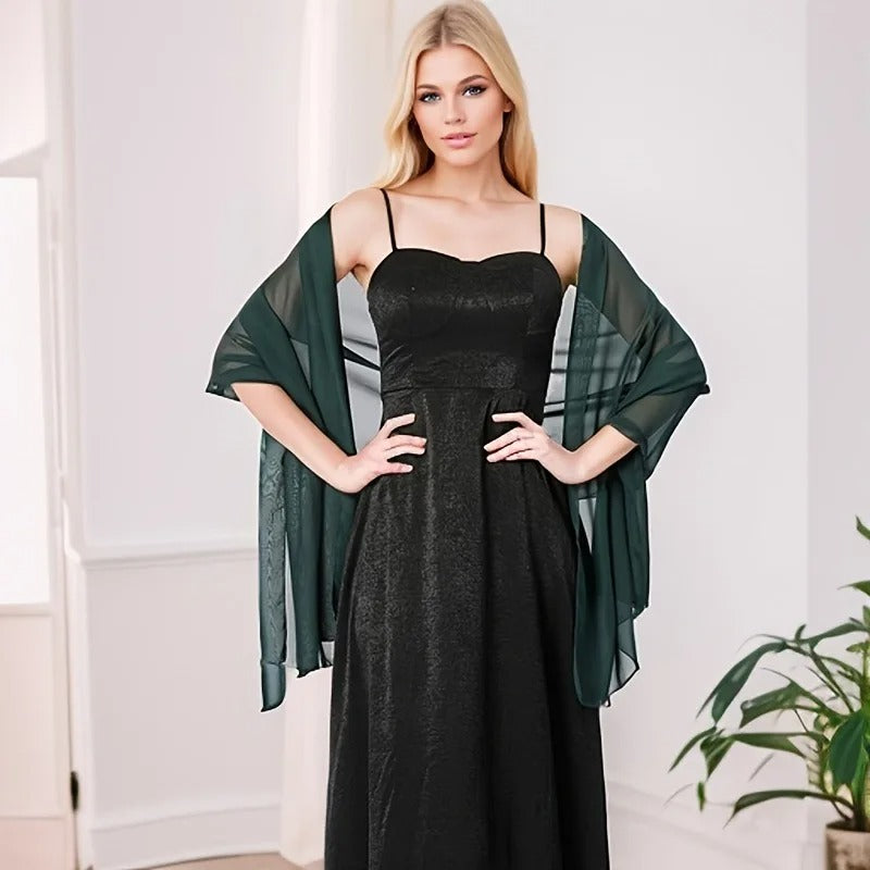 Solid color chiffon dinner shawl bride bridesmaid wedding dress cheongsam party shawl scarf dual-use women