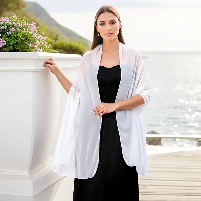 Solid color chiffon dinner shawl bride bridesmaid wedding dress cheongsam party shawl scarf dual-use women