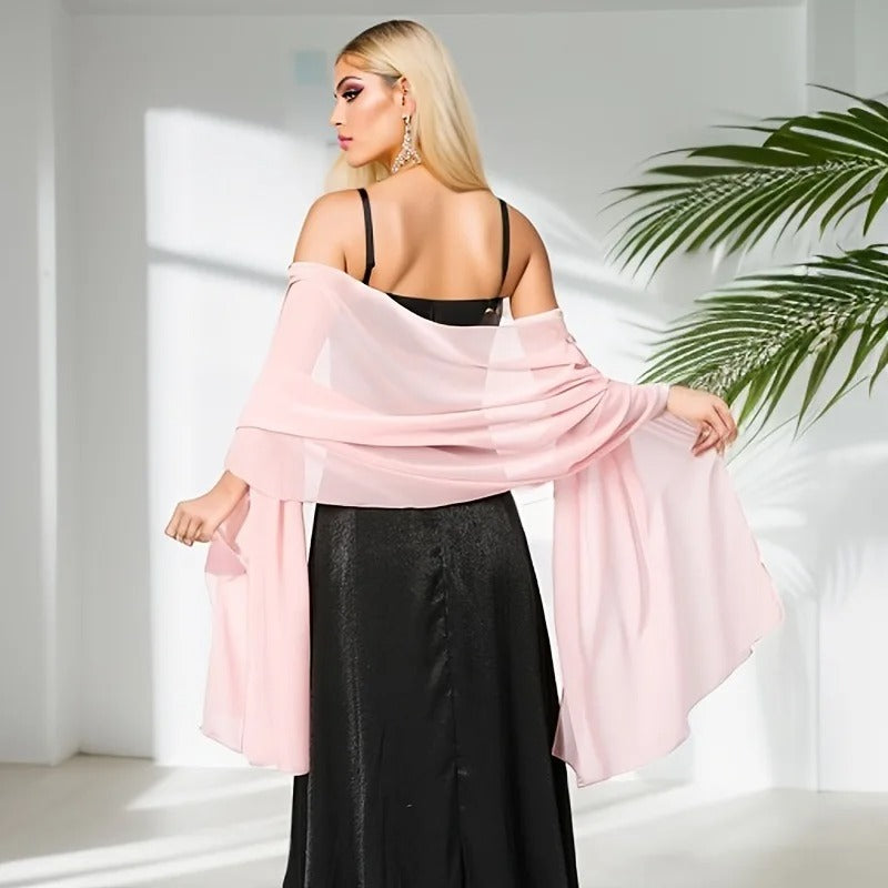 Solid color chiffon dinner shawl bride bridesmaid wedding dress cheongsam party shawl scarf dual-use women